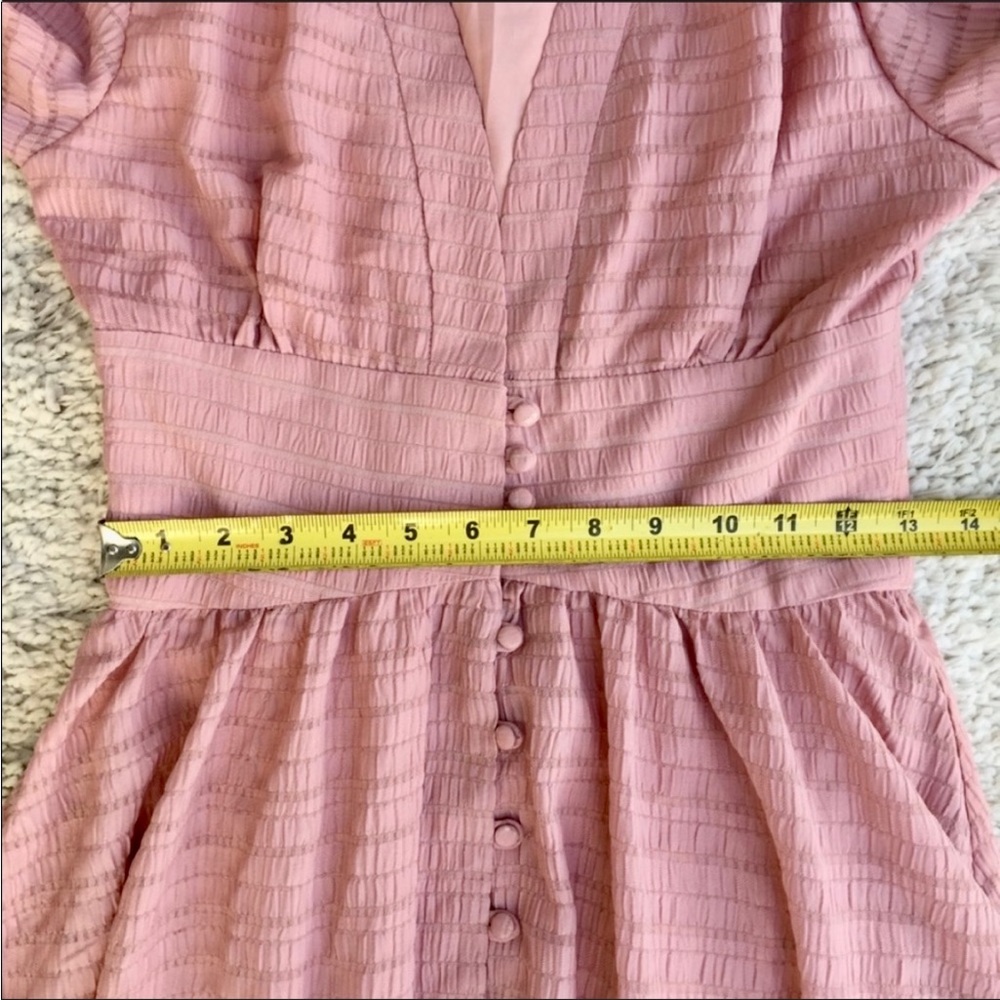 O.p.t. Dusty rose pink Boho maxi dress puff sleeves corset V-neck button-down XS - Picture 5 of 8